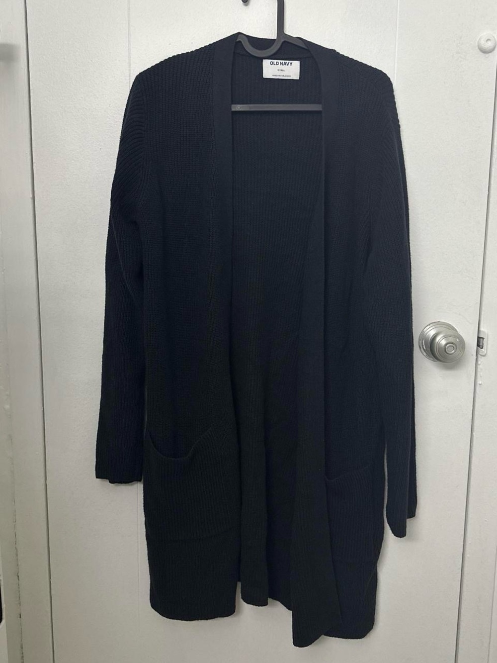 Old Navy Black Long Open-Front Cardigan with Pockets